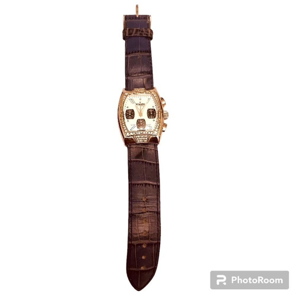 Visage Vintage Chronology Genuine Swarovski Crystals Square Large Purple Watch